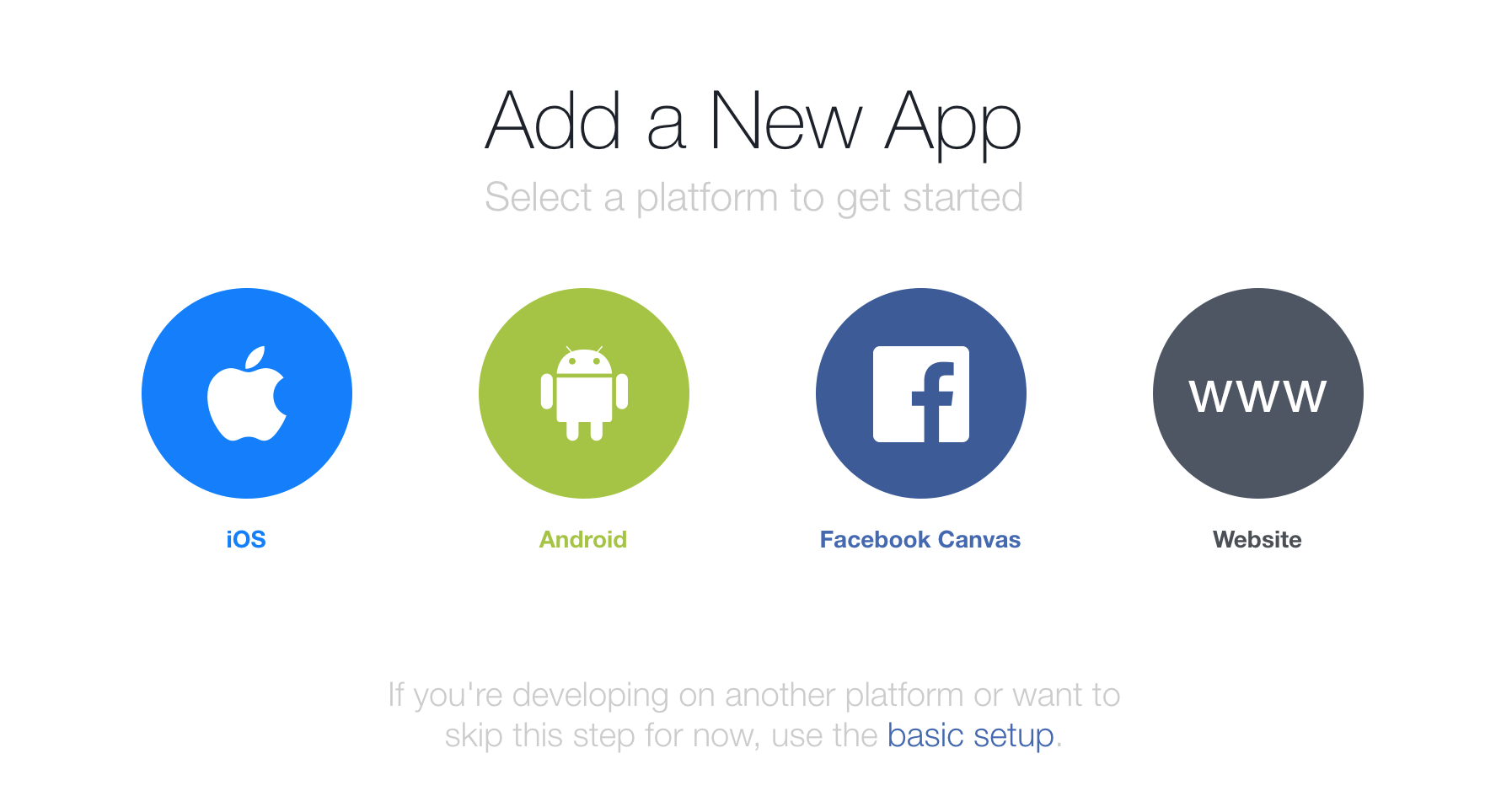 create a new facebook application